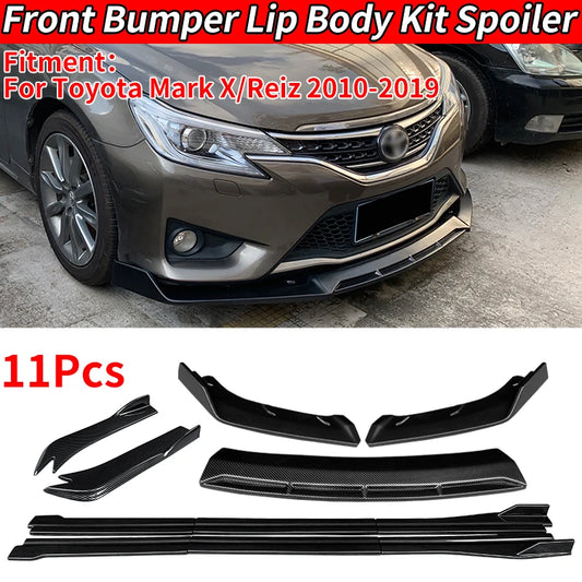 For Toyota Mark X/Reiz 2010-2019 Car Front Bumper Splitter Diffuser Lip Protector Spoiler Side Skirts Rear Wrap Angle Accessory